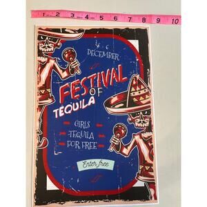8 x 12 Vinyl Sticker Vintage Poster Festival of Tequlia